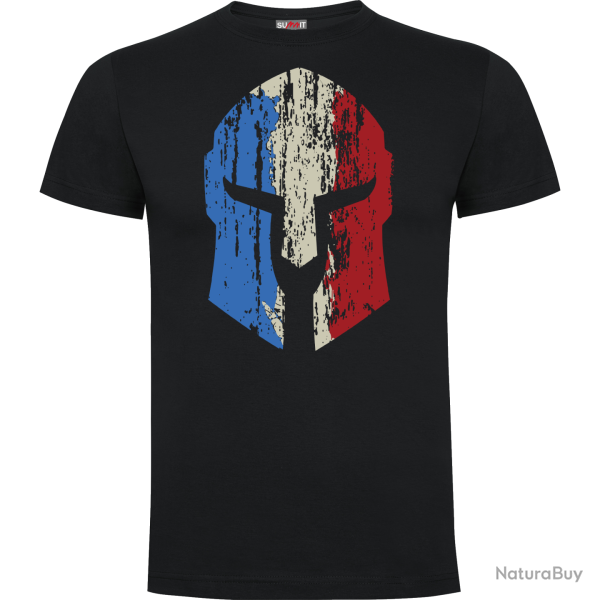 Tee shirt Spartan logo tricolore Noir