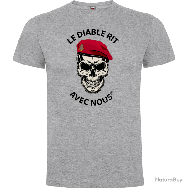Tee shirt le diable rit avec nous Colo Gris chin�, S