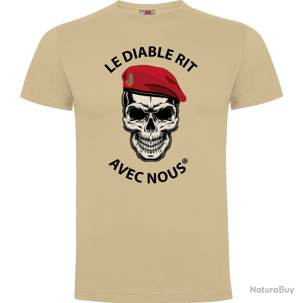 Tee shirt le diable rit avec nous Colo Beige, S