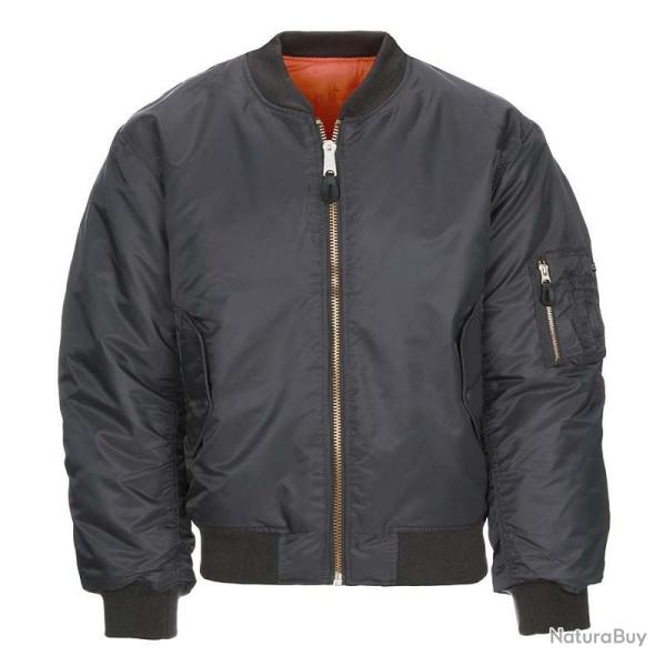 Blouson Bombers Aviateur MA1 gris m�tallis� M