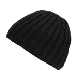 Bonnet tricot &eacute;pais doubl&eacute; polaire Noir