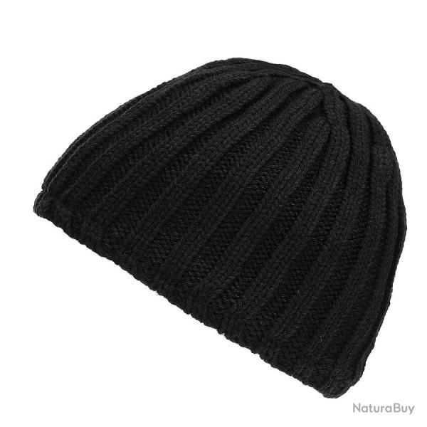 Bonnet tricot �pais doubl� polaire Noir