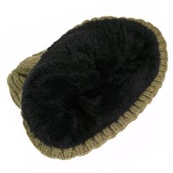 Bonnet tricot doubl&eacute; polaire Kaki