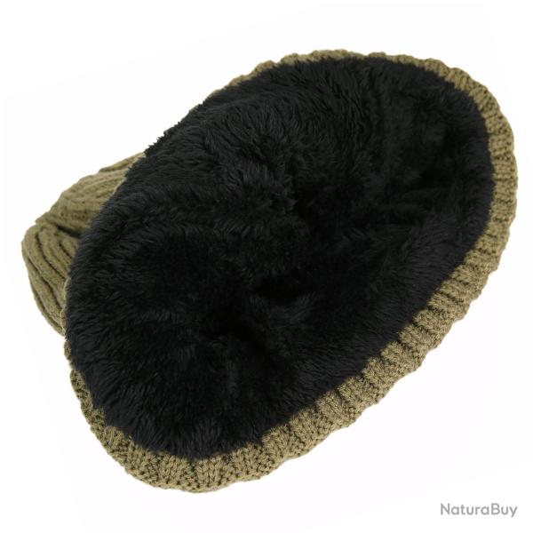 Bonnet tricot doubl� polaire Kaki