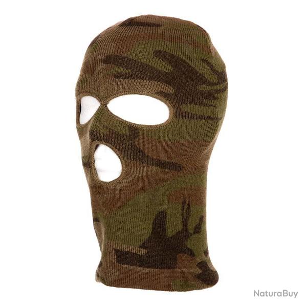 Cagoule 3 trous acrylique Camouflage Woodland