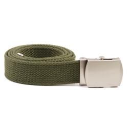 Ceinture toile 30mm avec boucle chrom&eacute;e Kaki
