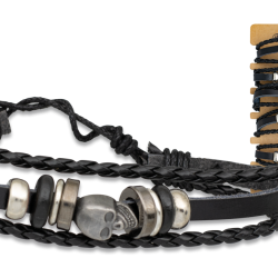 DESTOCKAGE - Bracelet polycuir T&ecirc;te de mort