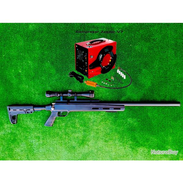 CARABINE SNOWPEAK M30C NOIR PCP, Calibre 5,5 mm, 19,9 Joules+ Lunette 3-9 x 40 + COMPRESSEUR