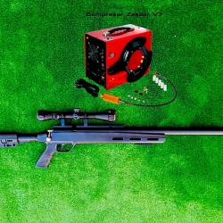 CARABINE SNOWPEAK M30C NOIR PCP, Calibre 6,35 mm, 19,9 Joules+ Lunette 3-9 x 40 + COMPRESSEUR