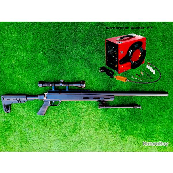 CARABINE SNOWPEAK M30C NOIR PCP, 5,5 mm, 19,9 Joules+ Lunette 3-9 x 40 + B�pied + COMPRESSEUR