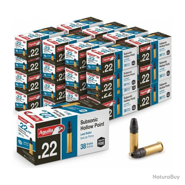 1000 AGUILA 20 boites de 50 CARTOUCHES 22 LR SUBSONIC HOLLOW POINT LIVRAISON OFFERTE