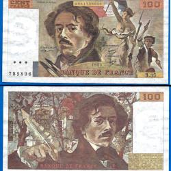 France 100 Francs 1980 Delacroix Billet Franc Frcs Frc Frs