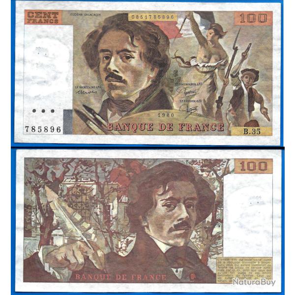 France 100 Francs 1980 Delacroix Billet Franc Frcs Frc Frs