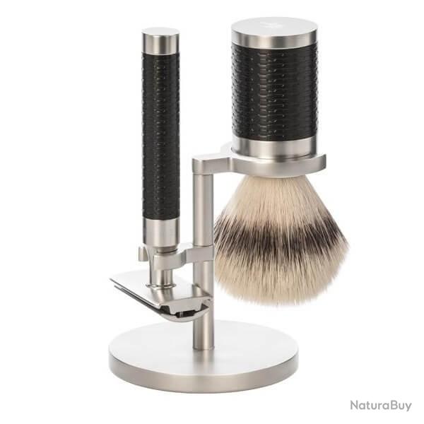 Set Muhle Rocca 3 pi�ces synth�tique argent� inox bross� et noir