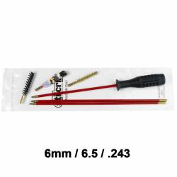 Kit nettoyage carabine 3 brins + 3 &eacute;couvillons cal.6mm/6.5 /.243