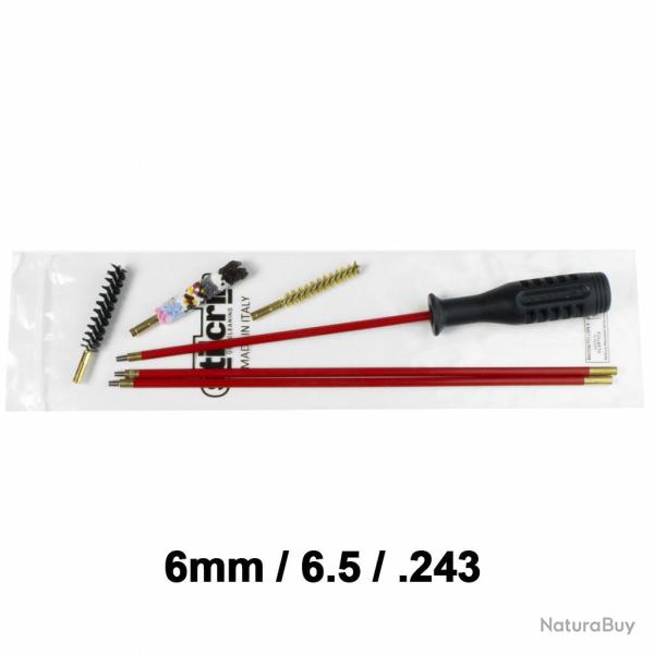 Kit nettoyage carabine 3 brins + 3 �couvillons cal.6mm/6.5 /.243