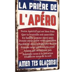 Plaque M&eacute;tallique Alu PRIERE DE L'APERO