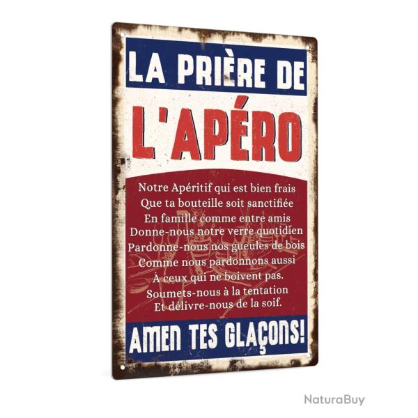 Plaque M�tallique Alu PRIERE DE L'APERO