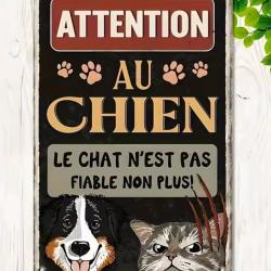 Plaque M&eacute;tallique Alu ATTENTION AU CHIEN