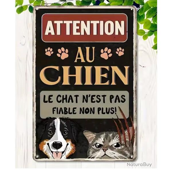 Plaque M�tallique Alu ATTENTION AU CHIEN