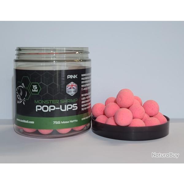 BOUILLETTES NASH MONSTER SHRIMP POP UPS ROSE 15MM 75G