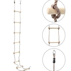 &Eacute;chelle corde enfants bois pin 290 cm 8 marches int&eacute;rieur ext&eacute;rieur