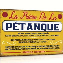 Plaque M&eacute;tallique Alu PRIERE DE LA PETANQUE