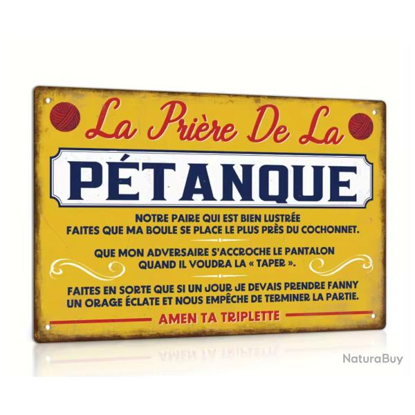 Plaque M�tallique Alu PRIERE DE LA PETANQUE
