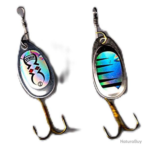 Cuillers tournantes pour truites, perches et autres carnassiers -3 gr. 2 pi�ces