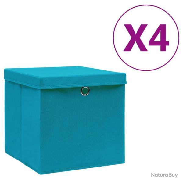 Bo�tes de rangement avec couvercles 4 pcs 28x28x28cm Bleu azur�