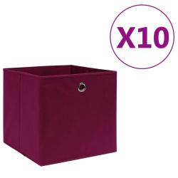 Bo&icirc;tes de rangement 10 pcs Tissu intiss&eacute; 28x28x28cm Rouge fonc&eacute;
