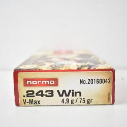 1 Boite de Balles Norma 243 Win V-max 75gr