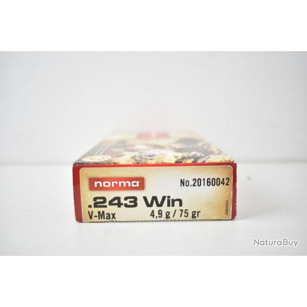 1 Boite de Balles Norma 243 Win V-max 75gr