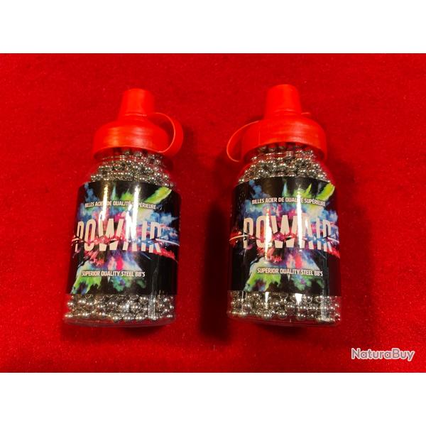 1 LOT DE 2 BOUTEILLES DE 1500 BILLES ACIER (=3000) CALIBRE 4,5 mm POUR PISTOLET R�VOLVER ET CARABINE
