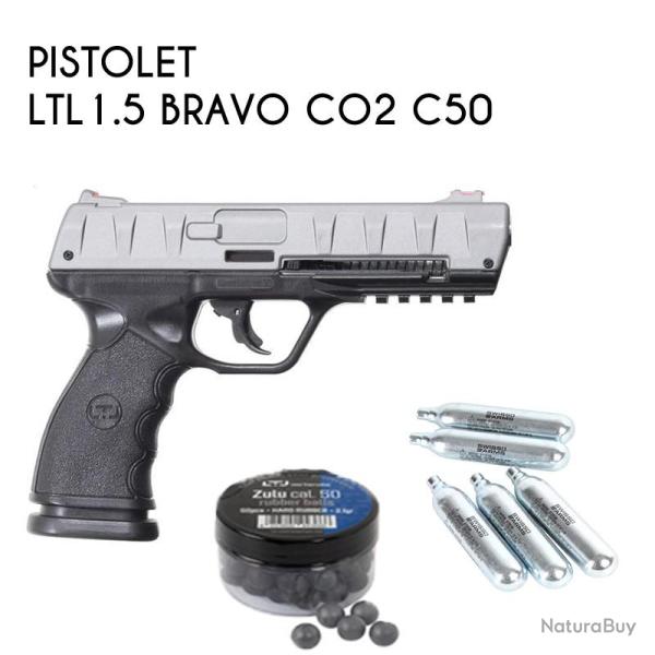 Pack pistolet ltl 1.5 bravo co2 .50 + 50 billes + 5 co2 