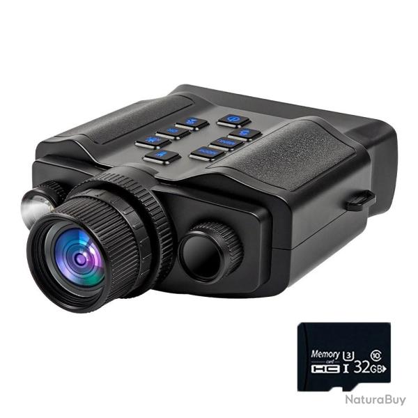 Jumelles Vision Nocturne 5K 60MP IR 600m Zoom 10x �cran 4" Batterie 5000 mAh Carte TF 32Go Rechargea