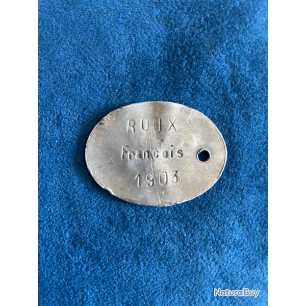 Plaque d'identit� militaire fran�ais mod�le 1881 WW1