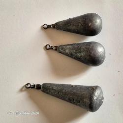 Lot de 3 Plombs d' Arlesey goutte gris, de 20 et 28 grammes en vrac