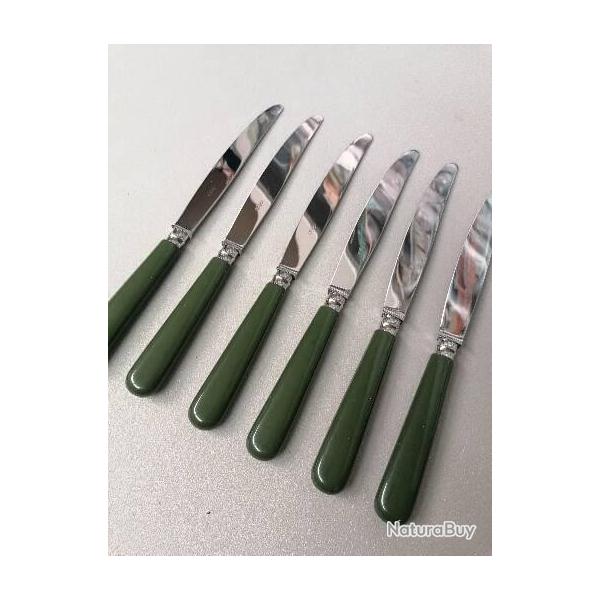 Couteaux table artisanaux vert kaki