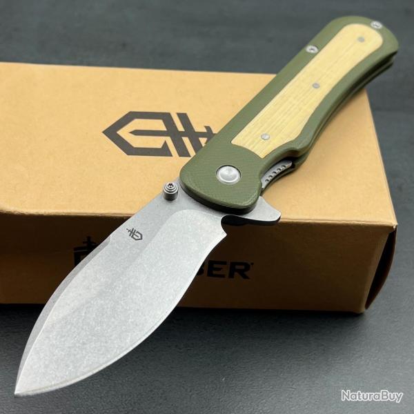 Couteau Gerber Confidant OD Green Lame Drop Point Acier 440 Manche G10/Bamboo Linerlock