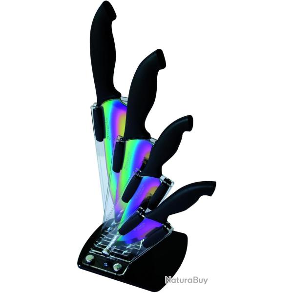 Pradel Excellence - Bloc de 4 Couteaux - Lames en Titane Rev�tues - Chef, D�coupe, Utilitaire