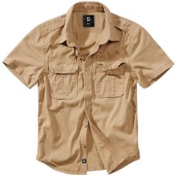 Chemise Vintage Manches Courtes Beige