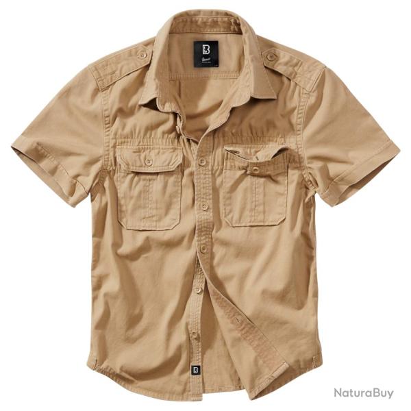 Chemise Vintage Manches Courtes Beige