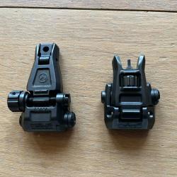 LOT GUIDON ET HAUSSE MAGPUL MBUS PRO METAL POUR RAIL PICATINNY IDEAL AR 15