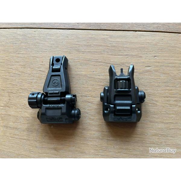 LOT GUIDON ET HAUSSE MAGPUL MBUS PRO METAL POUR RAIL PICATINNY IDEAL AR 15