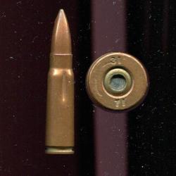 7.62 x 39 AK 47 - Chine  - Inerte de manipulation acier cuivr&eacute; - marquage : 31 66