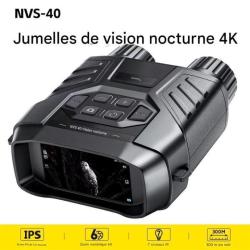 Jumelles Vision Nocturne 4K Professionnelles Zoom 6x &Eacute;cran G&eacute;ant 3" InfraRouge 850nm Port&eacute;e 300m