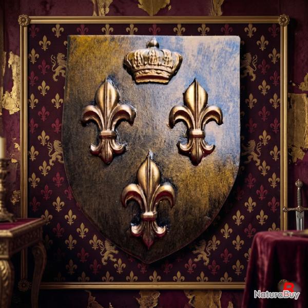 Blason � fleurs de lys 14x11 cm avec accroche au dos