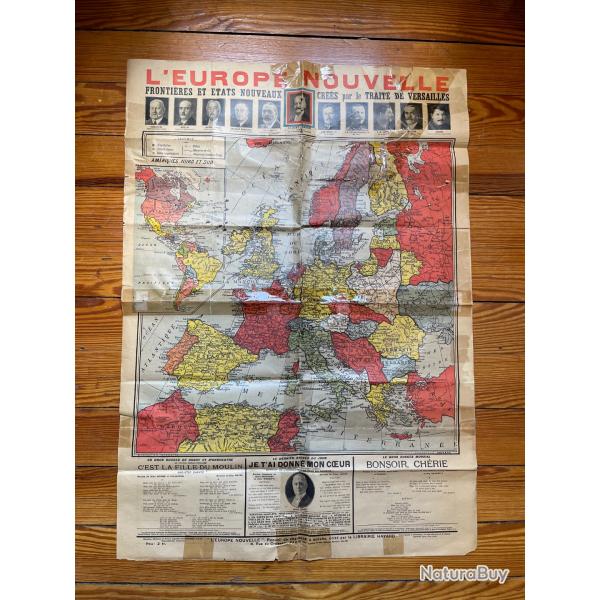 CARTE L'Europe Nouvelle Vers 1919