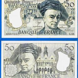France 50 Francs 1989 Quentin De La Tour Billet Franc Frc Frcs Frs
